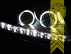 Halogen, chrom, weiß LED, Abblendlicht H7 / Fernlicht H9, Blinkerbirnen BAU15S, elektrisch verstellbar - Stellmotor wird vom Original übernommen, Eintragungsfrei / mit E-Prüfzeichen