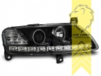 Halogen, schwarz, weiß LED, Abblendlicht H7 / Fernlicht H9, Blinkerbirnen BAU15S, elektrisch verstellbar - Stellmotor wird vom Original übernommen, Eintragungsfrei / mit E-Prüfzeichen