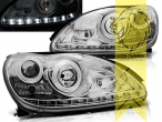 Halogen, chrom, Abblendlicht H7 / Fernlicht H7 / Nebelscheinwerfer H7, manuell verstellbar, Eintragungsfrei / mit E-Prüfzeichen