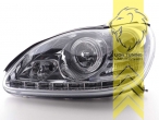 Halogen, chrom, Abblendlicht H7 / Fernlicht H7 / Nebelscheinwerfer H7, manuell verstellbar, Eintragungsfrei / mit E-Prüfzeichen