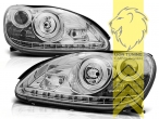 Halogen, chrom, Abblendlicht H7 / Fernlicht H7 / Nebelscheinwerfer H7, manuell verstellbar, Eintragungsfrei / mit E-Prüfzeichen