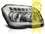 mit LED Blinker, Halogen, chrom, Abblendlicht H7 / Fernlicht H7, elektrisch verstellbar - Stellmotor integriert, Eintragungsfrei / mit E-Prüfzeichen