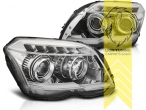 mit LED Blinker, Halogen, chrom, Abblendlicht H7 / Fernlicht H7, elektrisch verstellbar - Stellmotor integriert, Eintragungsfrei / mit E-Prüfzeichen