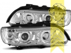Halogen, chrom, gelb LED, Abblendlicht H1 / Fernlicht H1, Blinkerbirnen BAU15S, elektrisch verstellbar - Stellmotor wird vom Original übernommen, Eintragungsfrei / mit E-Prüfzeichen