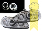 Halogen, chrom, weiß LED, passend für 2 / 3 und 4 Türer, Abblendlicht H1 / Fernlicht H1, Blinkerbirnen BAU15S, manuell verstellbar, EJ6, EJ7, EJ8, EJ9, EK1, EK2, EK3, EK4, Eintragungsfrei / mit E-Prüfzeichen