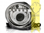Halogen, chrom, weiß LED, Abblendlicht H1 / Fernlicht H1, Blinkerbirnen BAU15S, elektrisch verstellbar - Stellmotor integriert, Eintragungsfrei / mit E-Prüfzeichen