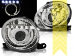 Halogen, chrom, weiß LED, Abblendlicht H1 / Fernlicht H1, Blinkerbirnen BAU15S, elektrisch verstellbar - Stellmotor integriert, Eintragungsfrei / mit E-Prüfzeichen