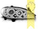 Halogen, chrom, weiß LED, für Fahrzeuge mit Original H4 Scheinwerfern, Abblendlicht H1 / Fernlicht H1, Blinkerbirnen BAU15S, elektrisch verstellbar - Stellmotor wird vom Original übernommen, Eintragungsfrei / mit E-Prüfzeichen