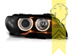 Halogen, schwarz, gelb Halogen, Abblendlicht H7 / Fernlicht H7, Blinkerbirnen BAU15S, elektrisch verstellbar - Stellmotor integriert, Eintragungsfrei / mit E-Prüfzeichen