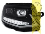 mit LED Blinker, Halogen, schwarz, nicht passend für Fahrzeuge mit LED Scheinwerfern ab Werk, Abblendlicht H9 / Fernlicht H1, elektrisch verstellbar - Stellmotor integriert, Eintragungsfrei / mit E-Prüfzeichen, Eintragungsfrei / mit R87 Zulassung als Tagfahrlicht