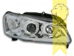 Halogen, chrom, weiß LED, Abblendlicht H1 / Fernlicht H1, Blinkerbirnen BAU15S, manuell verstellbar, Eintragungsfrei / mit E-Prüfzeichen