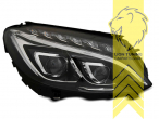 schwarz, passend für Fahrzeuge mit Original Halogen Scheinwerfern, LED Abblendlicht / LED Fernlicht, elektrisch verstellbar - Stellmotor integriert, mit LED Blinker, Eintragungsfrei / mit E-Prüfzeichen, Eintragungsfrei / mit R87 Zulassung als Tagfahrlicht