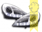 Xenon, HID, chrom, Abblendlicht D2S / Fernlicht H1 (D2S Birne nicht im Lieferumfang), Blinkerbirnen BAU15S, elektrisch verstellbar - Stellmotor integriert, Eintragungsfrei / mit E-Prüfzeichen