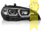 Halogen, schwarz, weiß LED, nicht für Fahrzeuge mit Kurvenlicht, Abblendlicht H7 / Fernlicht H1, Blinkerbirnen BAU15S, elektrisch verstellbar - Stellmotor integriert, Eintragungsfrei / mit E-Prüfzeichen, Eintragungsfrei / mit R87 Zulassung als Tagfahrlicht