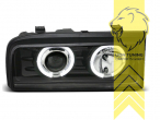 Halogen, schwarz, weiß LED, Abblendlicht H1 / Fernlicht H1, elektrisch verstellbar - Stellmotor wird vom Original übernommen, Eintragungsfrei / mit E-Prüfzeichen