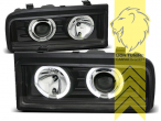 Halogen, schwarz, weiß LED, Abblendlicht H1 / Fernlicht H1, elektrisch verstellbar - Stellmotor wird vom Original übernommen, Eintragungsfrei / mit E-Prüfzeichen