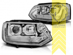 dynamischer LED Blinker, Halogen, chrom, Abblendlicht H7 / Fernlicht H1, elektrisch verstellbar - Stellmotor integriert, Eintragungsfrei / mit E-Prüfzeichen, Eintragungsfrei / mit R87 Zulassung als Tagfahrlicht