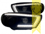 dynamischer LED Blinker, Halogen, schwarz, Abblendlicht H7 / Fernlicht H1, elektrisch verstellbar - Stellmotor integriert, Eintragungsfrei / mit R87 Zulassung als Tagfahrlicht, Eintragungsfrei / mit E-Prüfzeichen