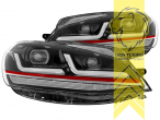 dynamischer LED Blinker, schwarz, nur passend für Fahrzeuge mit original Halogen Scheinwerfern, LED Abblendlicht / LED Fernlicht, Eintragungsfrei / mit R87 Zulassung als Tagfahrlicht, Eintragungsfrei / mit E-Prüfzeichen
