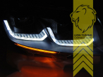 Halogen, dynamischer LED Blinker, schwarz, Abblendlicht H7 / Fernlicht H7, elektrisch verstellbar - Stellmotor integriert, Eintragungsfrei / mit E-Prüfzeichen, Eintragungsfrei / mit R87 Zulassung als Tagfahrlicht