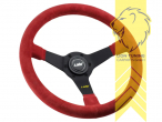 Montage im PKW nur in Kombination mit Luisi Nabe möglich, 350 mm, rot, 34mm, 6x74mm, Wildleder, 75mm, Eintragungspflichtig / mit TÜV Prüfbericht