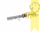 Nur für Fahrzeuge mit einem Klemmdurchmesser an der VA von 55mm., V1, gelb, Dämpfer verfügen über leicht zu bedienende Einstellräder. Bauartbedingt in der Zugstufe nur bei zugänglicher Kolbenstange., Bei Fahrzeugen mit elektronischer Dämpferregelung muss diese stillgelegt werden. Fahrzeugspezifische KW Stilllegungssätze finden Sie in der Zubehörtabelle., Edelstahl, Eintragungspflichtig / Teilegutachten liegt bei