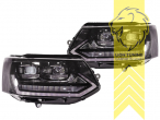 LED, dynamischer LED Blinker, schwarz, nur passend für Fahrzeuge mit original Halogen Scheinwerfern, LED Abblendlicht / LED Fernlicht, elektrisch verstellbar - Stellmotor integriert, Eintragungsfrei / mit E-Prüfzeichen, Eintragungsfrei / mit R87 Zulassung als Tagfahrlicht