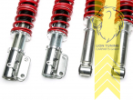 ohne Härteverstellung (feste Dämpferkennung), fest, Zugstufe einstellbar, rot, Bei Einbau mit serienmäßigen Rad-/Reifenkombinationen sind evtl. Spurverbreiterungen erforderlich., Nicht für Allradfahrzeuge (4WD, 4x4, 4Matic, 4Motion usw.), Stahl verzinkt, Eintragungspflichtig / Teilegutachten liegt bei