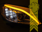 mit LED Blinker, Halogen, chrom, Abblendlicht und Fernlicht in einer Linse H9, elektrisch verstellbar - Stellmotor integriert, Eintragungsfrei / mit E-Prüfzeichen