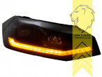 Halogen, dynamischer LED Blinker, schwarz, nur passend für Fahrzeuge ohne LEDs im Originalscheinwerfer, Abblendlicht H7 / Fernlicht H7, Eintragungsfrei / mit E-Prüfzeichen
