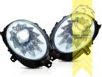 LED, dynamischer LED Blinker, chrom, nur passend für Fahrzeuge mit original Halogen Scheinwerfern, LED Abblendlicht / LED Fernlicht, elektrisch verstellbar - Stellmotor integriert, Eintragungsfrei / mit E-Prüfzeichen, Eintragungsfrei / mit R87 Zulassung als Tagfahrlicht