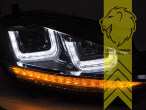 mit LED Blinker, Halogen, schwarz, Abblendlicht H7 / Fernlicht H1, elektrisch verstellbar - Stellmotor integriert, Eintragungsfrei / mit E-Prüfzeichen, Eintragungsfrei / mit R87 Zulassung als Tagfahrlicht