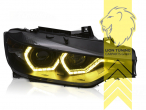 Halogen, schwarz, gelb LED, Abblendlicht H7 / Fernlicht H7, elektrisch verstellbar - Stellmotor integriert, Eintragungsfrei / mit E-Prüfzeichen