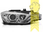 Halogen, chrom, gelb LED, Abblendlicht H7 / Fernlicht H7, elektrisch verstellbar - Stellmotor integriert, Eintragungsfrei / mit E-Prüfzeichen, Eintragungsfrei / mit R87 Zulassung als Tagfahrlicht