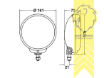 165 mm, 65 mm, gelb, H3, 1F4 005 750 651, Eintragungsfrei / mit E-Prüfzeichen