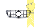 Original Mercedes Emblem wird übernommen, schwarz glänzend, chrom, nicht passend für Fahrzeuge mit fest integriertem Grill in der Stoßstange, nicht passend für V-Klasse, auch für Modelle mit Kamera-System, ABS Kunststoff, Eintragungsfrei / als Ersatzteil verwendbar