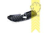 Original Mercedes Emblem wird übernommen, schwarz glänzend, chrom, nicht passend für Fahrzeuge mit fest integriertem Grill in der Stoßstange, nicht passend für V-Klasse, auch für Modelle mit Kamera-System, ABS Kunststoff, Eintragungsfrei / als Ersatzteil verwendbar