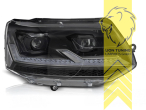 LED, mit LED Blinker, dynamischer LED Blinker, schwarz, nur passend für Fahrzeuge mit original Halogen Scheinwerfern, mit Welcome Funktion, LED Abblendlicht / LED Fernlicht, elektrisch verstellbar - Stellmotor integriert, Eintragungsfrei / mit E-Prüfzeichen, Eintragungsfrei / mit R87 Zulassung als Tagfahrlicht