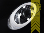 LED, dynamischer LED Blinker, schwarz, nur passend für Fahrzeuge mit original Halogen Scheinwerfern, LED Abblendlicht / LED Fernlicht, elektrisch verstellbar - Stellmotor integriert, Eintragungsfrei / mit E-Prüfzeichen, Eintragungsfrei / mit R87 Zulassung als Tagfahrlicht