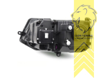 LED, dynamischer LED Blinker, schwarz, nur passend für Fahrzeuge mit original Halogen Scheinwerfern, mit Welcome Funktion, LED Abblendlicht / LED Fernlicht, elektrisch verstellbar - Stellmotor integriert, Eintragungsfrei / mit E-Prüfzeichen, Eintragungsfrei / mit R87 Zulassung als Tagfahrlicht