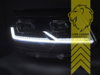 LED, dynamischer LED Blinker, schwarz, nur passend für Fahrzeuge mit original Halogen Scheinwerfern, mit Welcome Funktion, LED Abblendlicht / LED Fernlicht, elektrisch verstellbar - Stellmotor integriert, Eintragungsfrei / mit E-Prüfzeichen, Eintragungsfrei / mit R87 Zulassung als Tagfahrlicht