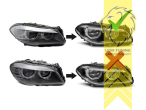 LED, schwarz, Scheinwerferset komplett mit Steuergeräten, nicht für Fahrzeuge mit Kurvenlicht, nur passend für Fahrzeuge mit original XENON Scheinwerfern, inkl. LED Tagfahrlicht, LED Abblendlicht / LED Fernlicht, Eintragungsfrei / mit E-Prüfzeichen, Eintragungsfrei / mit R87 Zulassung als Tagfahrlicht
