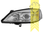 Xenon, HID, chrom, für Fahrzeuge mit Original Xenon, Abblendlicht D2S / Fernlicht H7, Blinkerbirnen BAU15S, elektrisch verstellbar - Stellmotor wird vom Original übernommen, Eintragungsfrei / mit E-Prüfzeichen