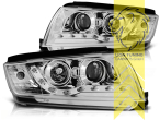 Halogen, chrom, Abblendlicht H1 / Fernlicht H1, Blinkerbirnen BAU15S, elektrisch verstellbar - Stellmotor integriert, Eintragungsfrei / mit E-Prüfzeichen