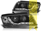 Halogen, schwarz, Abblendlicht H1 / Fernlicht H1, Blinkerbirnen BAU15S, elektrisch verstellbar - Stellmotor integriert, Eintragungsfrei / mit E-Prüfzeichen