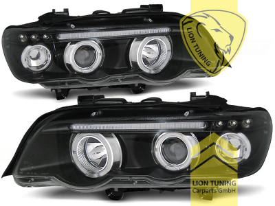 Halogen, schwarz, weiß LED, Abblendlicht H1 / Fernlicht H1, Blinkerbirnen BAU15S, elektrisch verstellbar - Stellmotor wird vom Original übernommen, Eintragungsfrei / mit E-Prüfzeichen