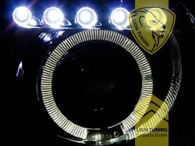 Halogen, schwarz, weiß LED, Abblendlicht H1 / Fernlicht H1, Blinkerbirnen BAU15S, elektrisch verstellbar - Stellmotor integriert, Eintragungsfrei / mit E-Prüfzeichen