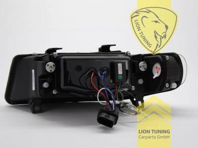 Halogen, schwarz, Abblendlicht H1 / Fernlicht H1, Blinkerbirnen BAU15S, elektrisch verstellbar - Stellmotor wird vom Original übernommen, Eintragungsfrei / mit E-Prüfzeichen