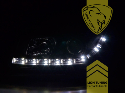 Halogen, schwarz, Abblendlicht H1 / Fernlicht H1, Blinkerbirnen BAU15S, elektrisch verstellbar - Stellmotor wird vom Original übernommen, Eintragungsfrei / mit E-Prüfzeichen