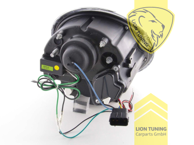 Halogen, schwarz, Abblendlicht H1 / Fernlicht H1, Blinkerbirnen BAU15S, elektrisch verstellbar - Stellmotor integriert, Eintragungsfrei / mit E-Prüfzeichen